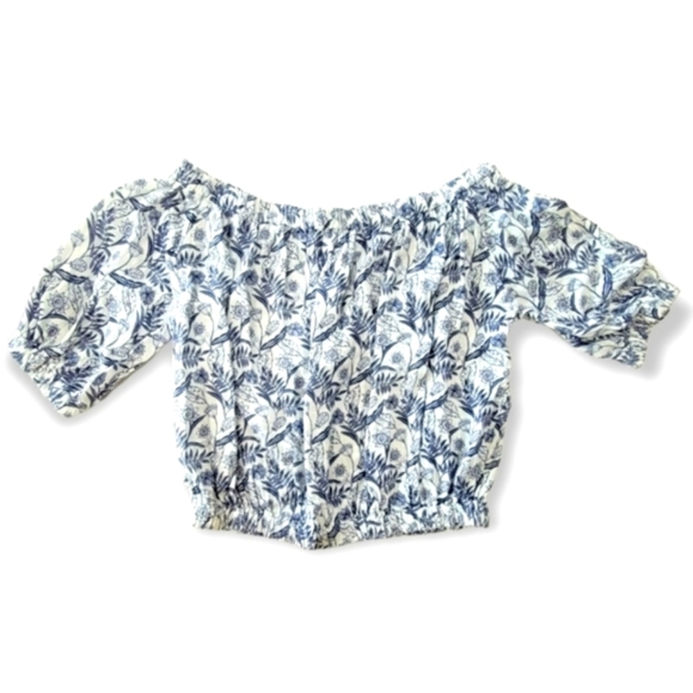 Cupcakes and Cashmere Off Shoulder Balloon Sleeve Crop Top Womens Large